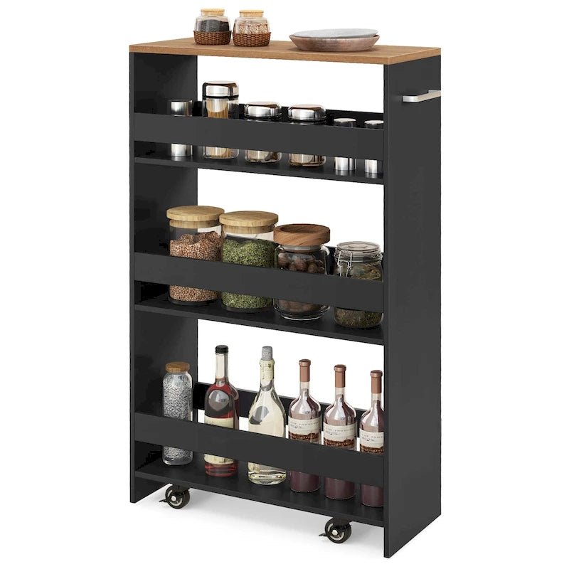 Carrello Portaoggetti a 4 Ripiani con Ruote – Organizer Sottile per Cucina