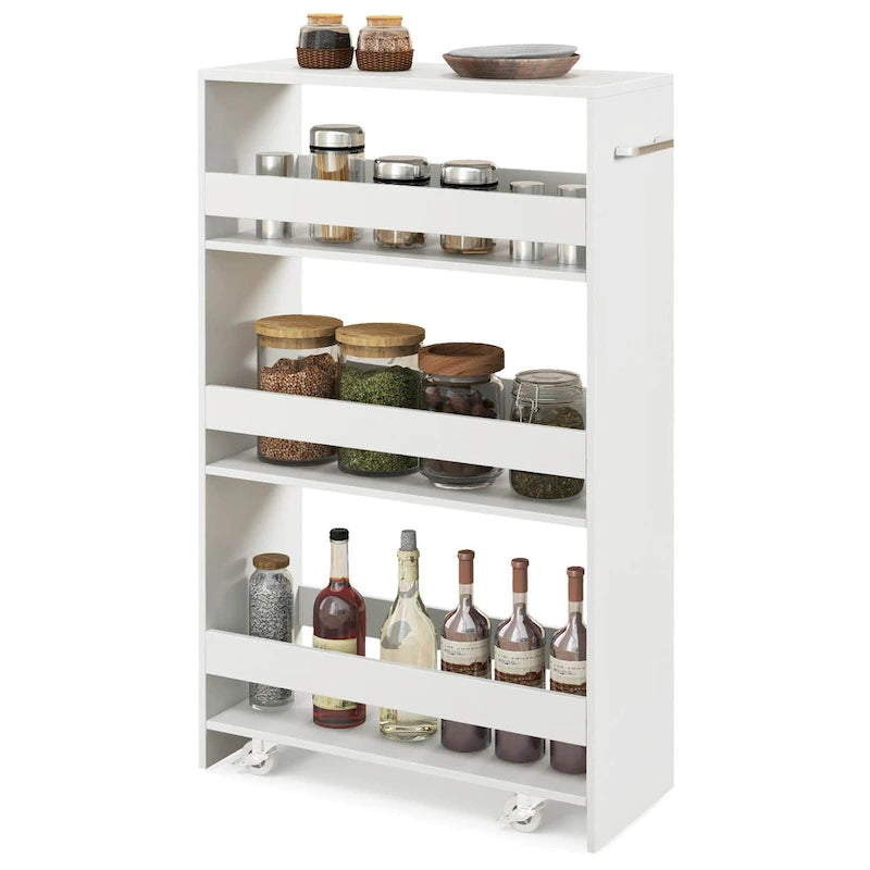Carrello Portaoggetti a 4 Ripiani con Ruote – Organizer Sottile per Cucina