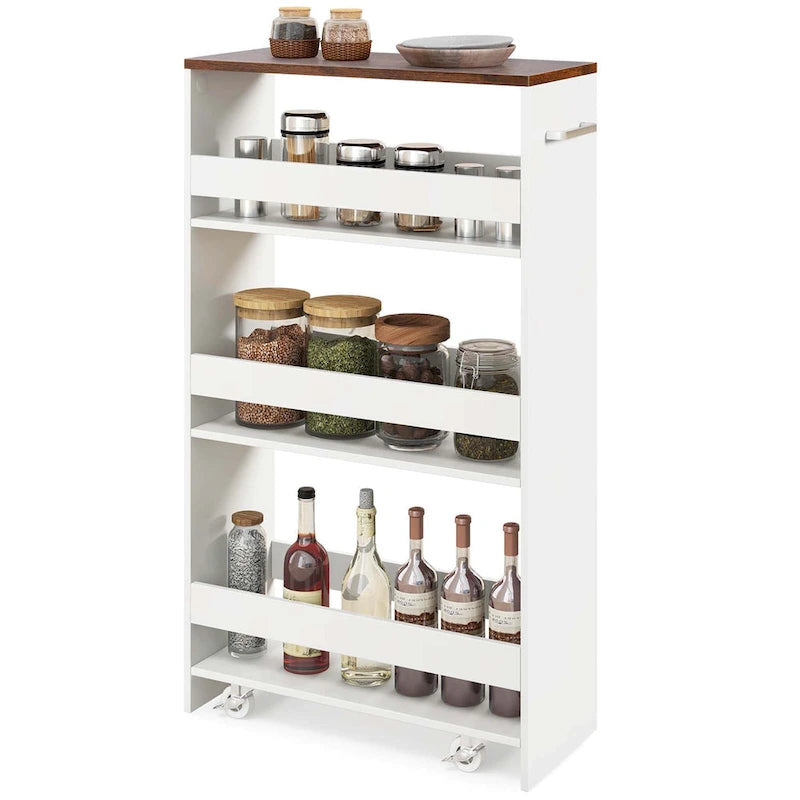 Carrello Portaoggetti a 4 Ripiani con Ruote – Organizer Sottile per Cucina