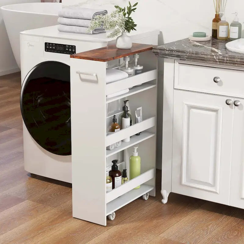 Carrello Portaoggetti a 4 Ripiani con Ruote – Organizer Sottile per Cucina