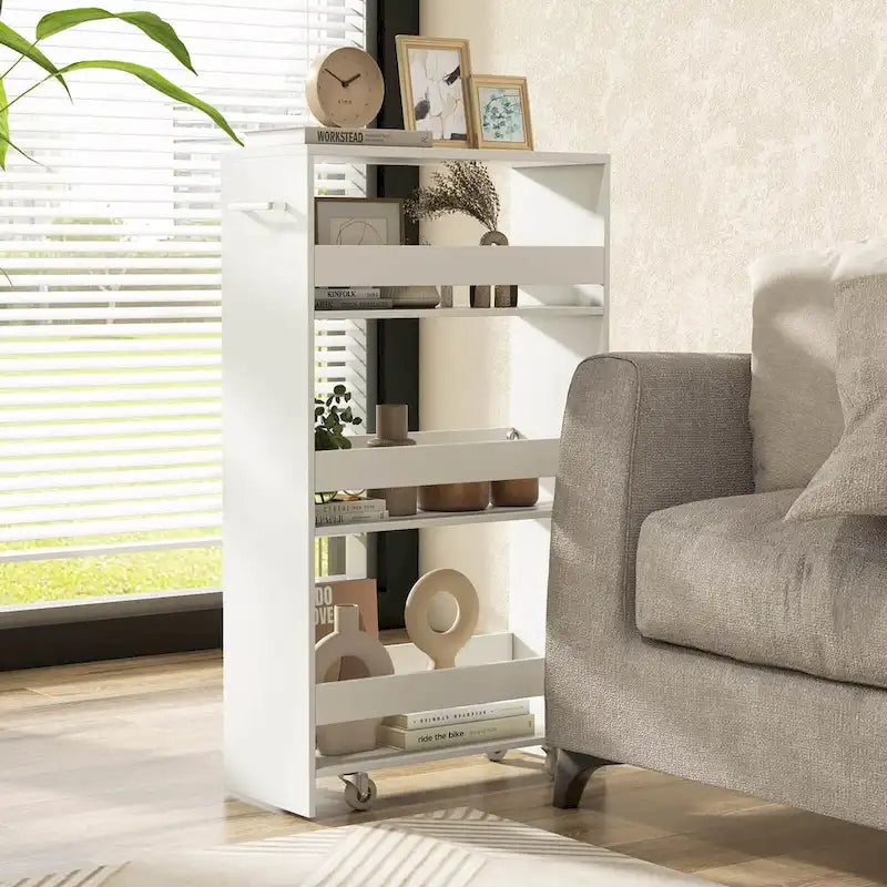 Carrello Portaoggetti a 4 Ripiani con Ruote – Organizer Sottile per Cucina