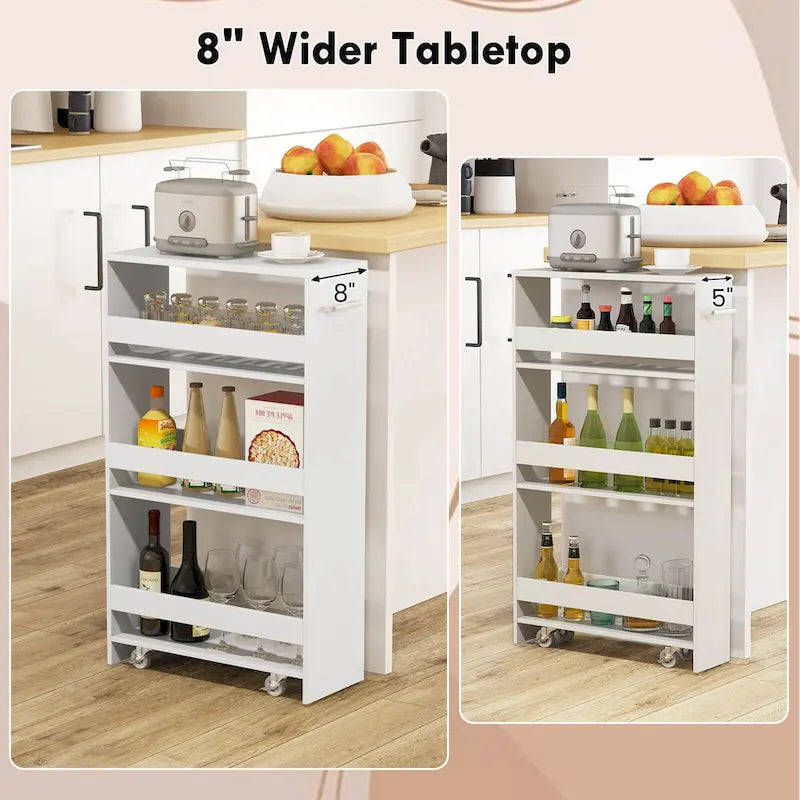 Carrello Portaoggetti a 4 Ripiani con Ruote – Organizer Sottile per Cucina