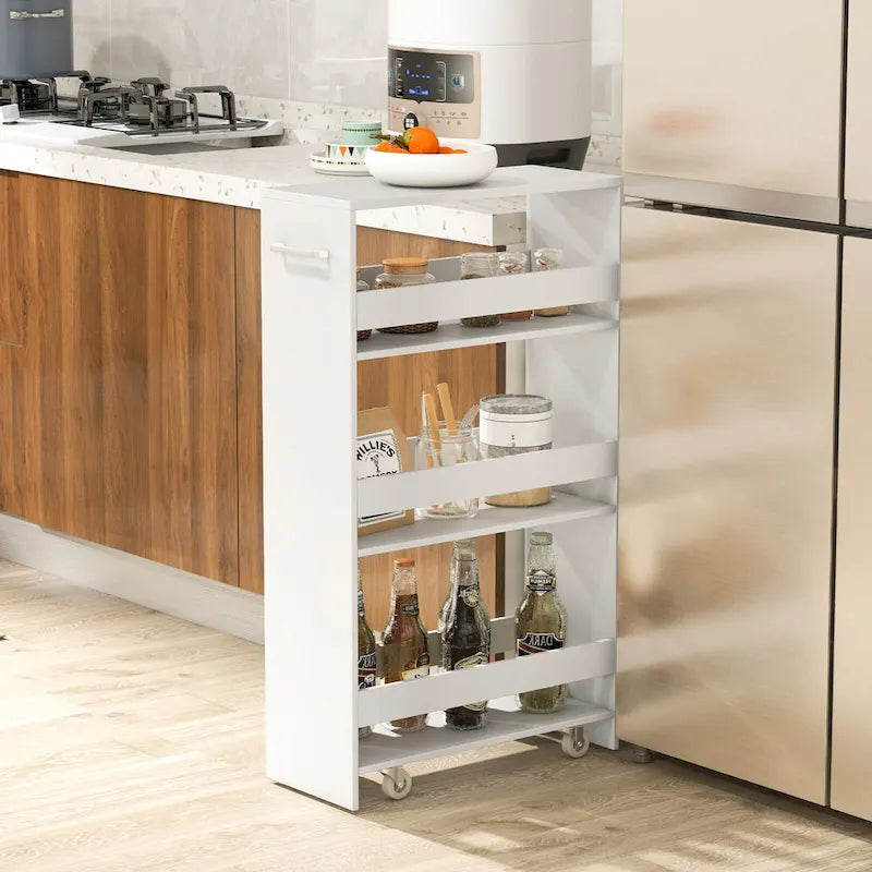 Carrello Portaoggetti a 4 Ripiani con Ruote – Organizer Sottile per Cucina
