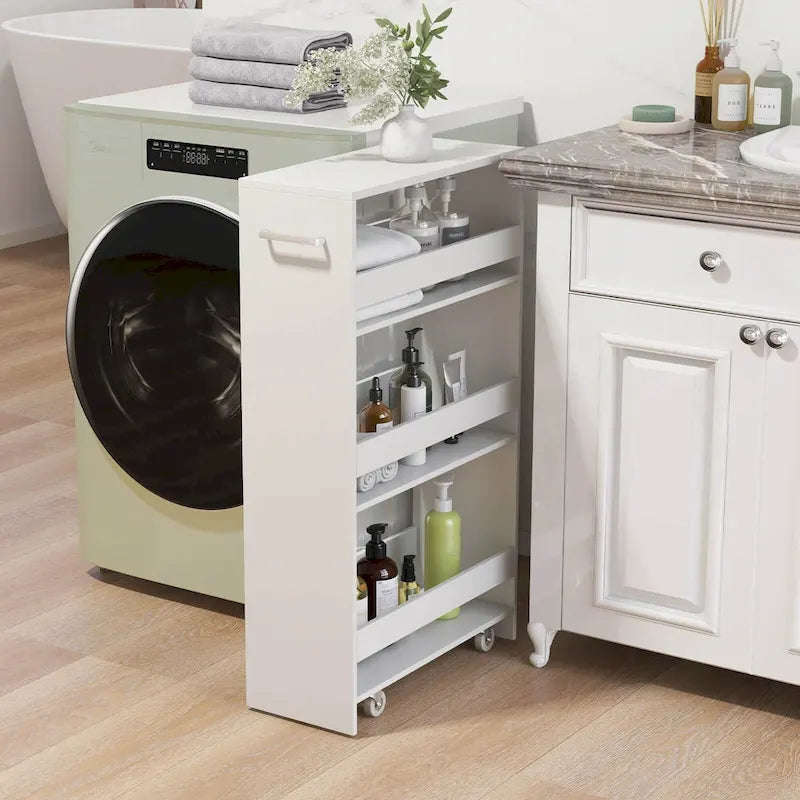 Carrello Portaoggetti a 4 Ripiani con Ruote – Organizer Sottile per Cucina