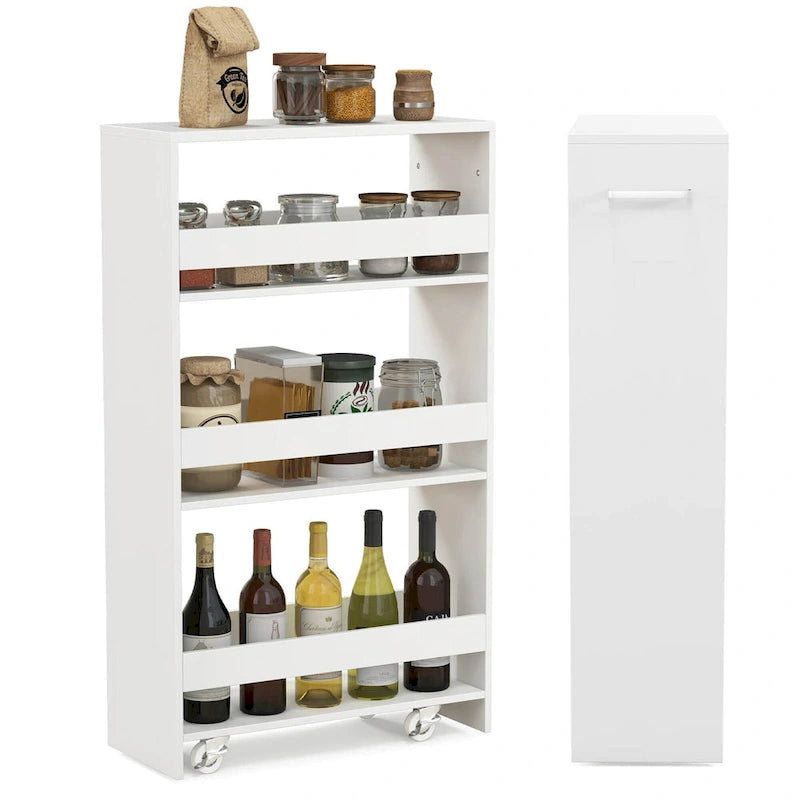 Carrello Portaoggetti a 4 Ripiani con Ruote – Organizer Sottile per Cucina