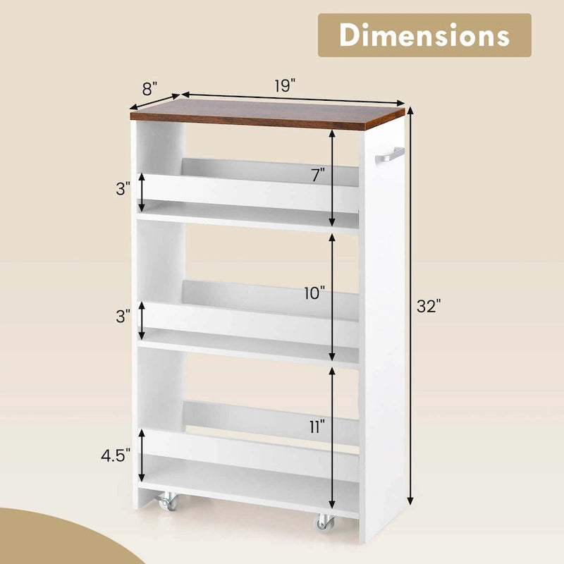 Carrello Portaoggetti a 4 Ripiani con Ruote – Organizer Sottile per Cucina
