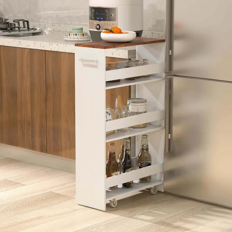 Carrello Portaoggetti a 4 Ripiani con Ruote – Organizer Sottile per Cucina