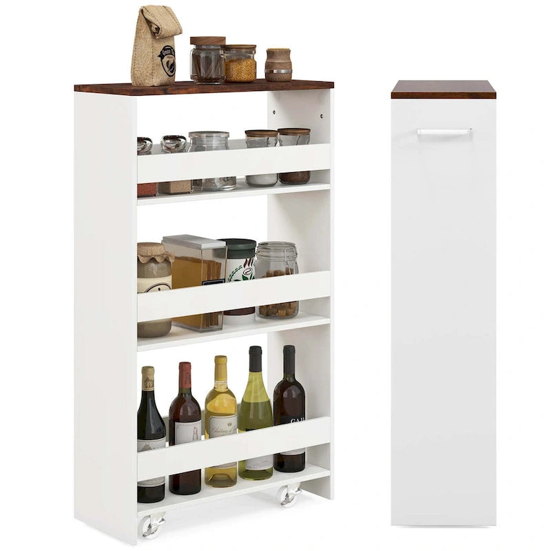 Carrello Portaoggetti a 4 Ripiani con Ruote – Organizer Sottile per Cucina