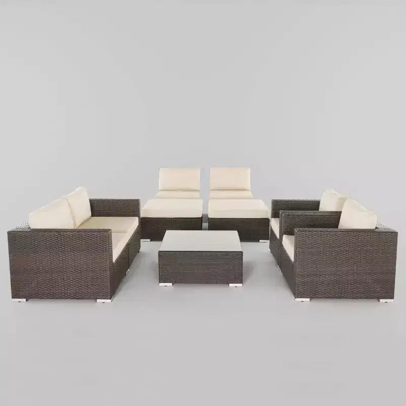 Set da conversazione da patio in vimini per tutte le stagioni Santa Rosa 9 pezzi - Christopher Knight Home