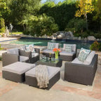 Santa Rosa 9pc All-Weather Wicker Patio Chat Set - Christopher Knight Home