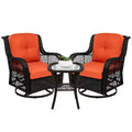 Best Choice Products 3-Piece Patio Wicker Bistro Furniture Set w/ 2 Cushioned Swivel Rocking Chairs, Side Table