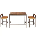 Costway Set Bar 3 Pezzi in Rattan Vimini Tavolo Sedie Legno Esterno