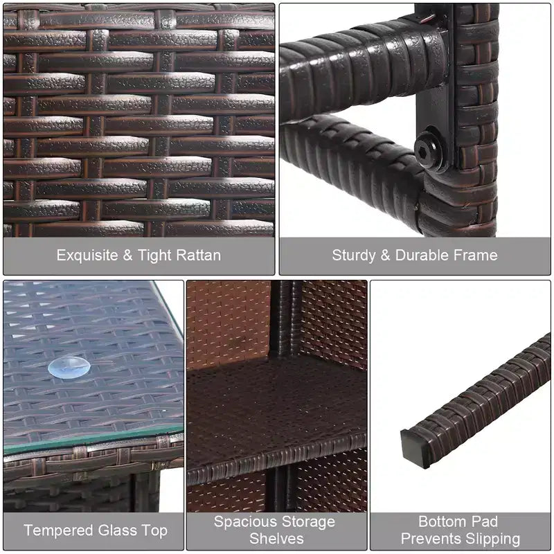 Set da pranzo Costway 3 pezzi con tavolo da bar e sedie in rattan sintetico per patio, giardino, con cuscini, rosso