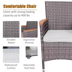 Set da pranzo per patio Costway 9 pezzi in rattan, colore grigio misto, tavolo in legno di acacia e sedie con cuscini