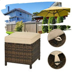 Set di mobili da pranzo da giardino Costway in rattan, 6 pezzi, con divano, pouf, tavolo e ripiano inferiore