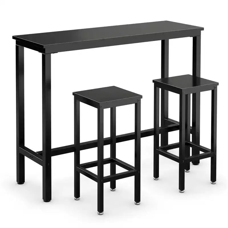 Set bar Costway da 3 pezzi, tavolo da colazione ad altezza bancone con sgabelli