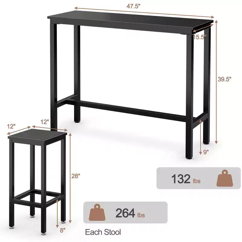 Set bar Costway da 3 pezzi, tavolo da colazione ad altezza bancone con sgabelli