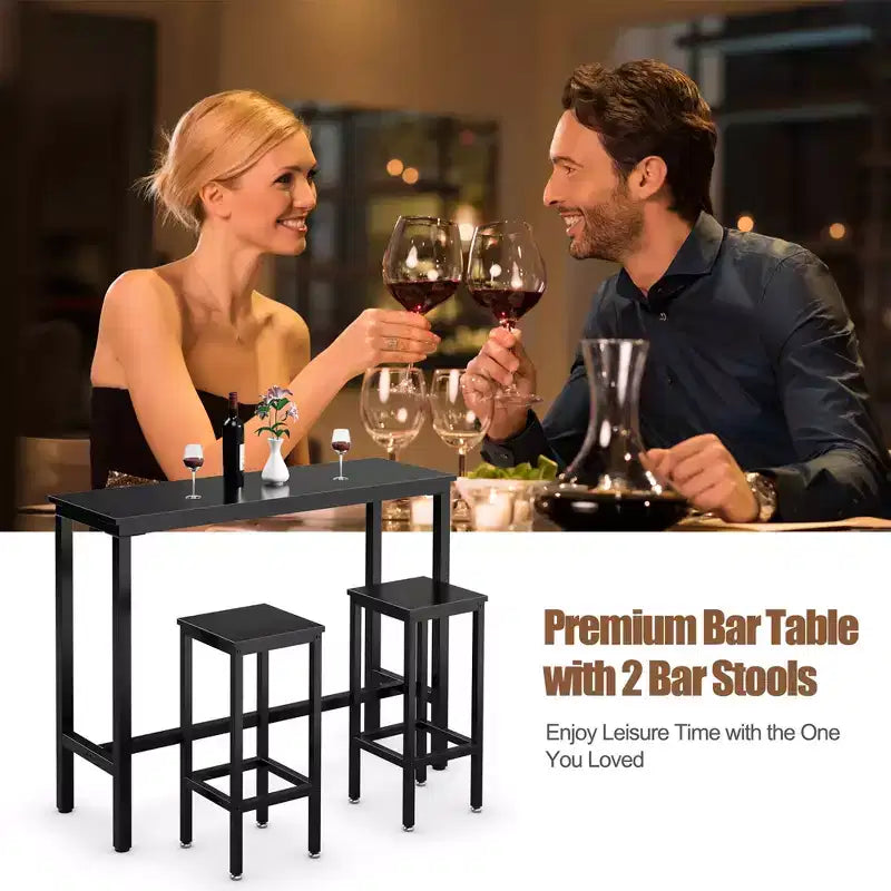 Set bar Costway da 3 pezzi, tavolo da colazione ad altezza bancone con sgabelli