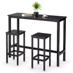 Set bar Costway da 3 pezzi, tavolo da colazione ad altezza bancone con sgabelli