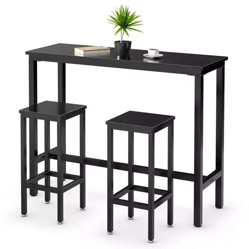 Set bar Costway da 3 pezzi, tavolo da colazione ad altezza bancone con sgabelli