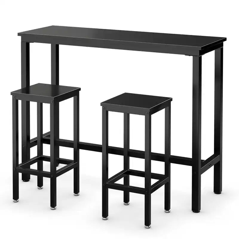 Set bar Costway da 3 pezzi, tavolo da colazione ad altezza bancone con sgabelli