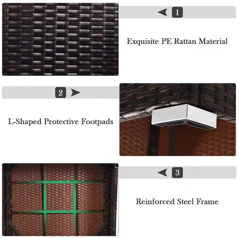 Costway Set Mobili da Giardino in Rattan 4 Pezzi Divano Ottomana Cuscini Esterno Nero