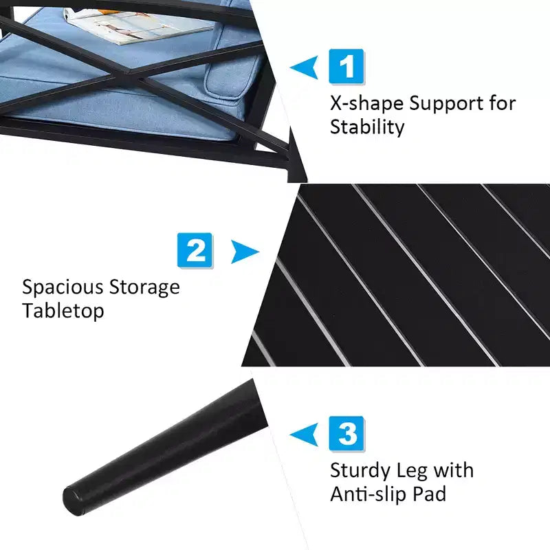 Costway Set di 4 mobili da giardino con struttura in alluminio, divano imbottito, sedia e tavolino, blu