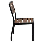 Set tavolo da patio 3 pezzi Emma e Oliver - Lamelle in poly teak sintetico - Tavolo quadrato da 35 con telaio in acciaio con 2 sedie impilabili in finto teak