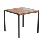 Set tavolo da patio 3 pezzi Emma e Oliver - Lamelle in poly teak sintetico - Tavolo quadrato da 35 con telaio in acciaio con 2 sedie impilabili in finto teak