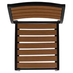Set tavolo da patio 3 pezzi Emma e Oliver - Lamelle in poly teak sintetico - Tavolo quadrato da 35 con telaio in acciaio con 2 sedie impilabili in finto teak
