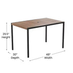 Set da tavolo da patio Emma e Oliver da 7 pezzi - 4 sedie impilabili in finto teak sintetico - Tavolo in finto teak - Ombrellone con base