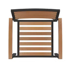 Set da tavolo da patio Emma e Oliver da 7 pezzi - 4 sedie impilabili in finto teak sintetico - Tavolo in finto teak - Ombrellone con base