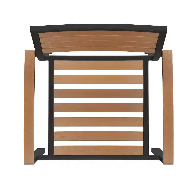 Set da tavolo da patio Emma e Oliver da 7 pezzi - 4 sedie impilabili in finto teak sintetico - Tavolo in finto teak - Ombrellone con base