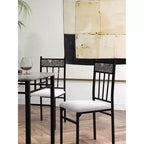 Costway Set da Pranzo 5 Pezzi con Tavolo in Finto Marmo Top 76cm e 4 Sedie Imbottite con Gambe in Metallo