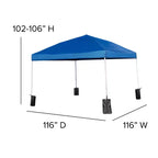 Set tenda pieghevole portatile per eventi/tailgate Flash Furniture - gazebo pop-up con ruote 3x3 m, tavolo pieghevole da 1,8 m, 4 sedie pieghevoli