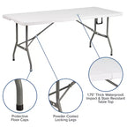 Set da tenda portatile Flash Furniture per portellone/eventi - Tenda a baldacchino a comparsa 10'x10', tavolo pieghevole a due ante da 6 piedi, set di 4 sedie pieghevoli