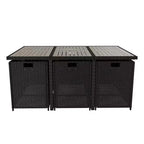 Set da pranzo per esterni da 7 pezzi Flash Furniture Peregrine, sedie modulari in vimini salvaspazio con cuscini e piano del tavolo in legno di acacia