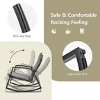 Set di 3 mobili da giardino Costway, composto da sedie a dondolo in rattan e tavolino, con cuscini per patio