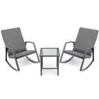 Set di 3 mobili da giardino Costway, composto da sedie a dondolo in rattan e tavolino, con cuscini per patio