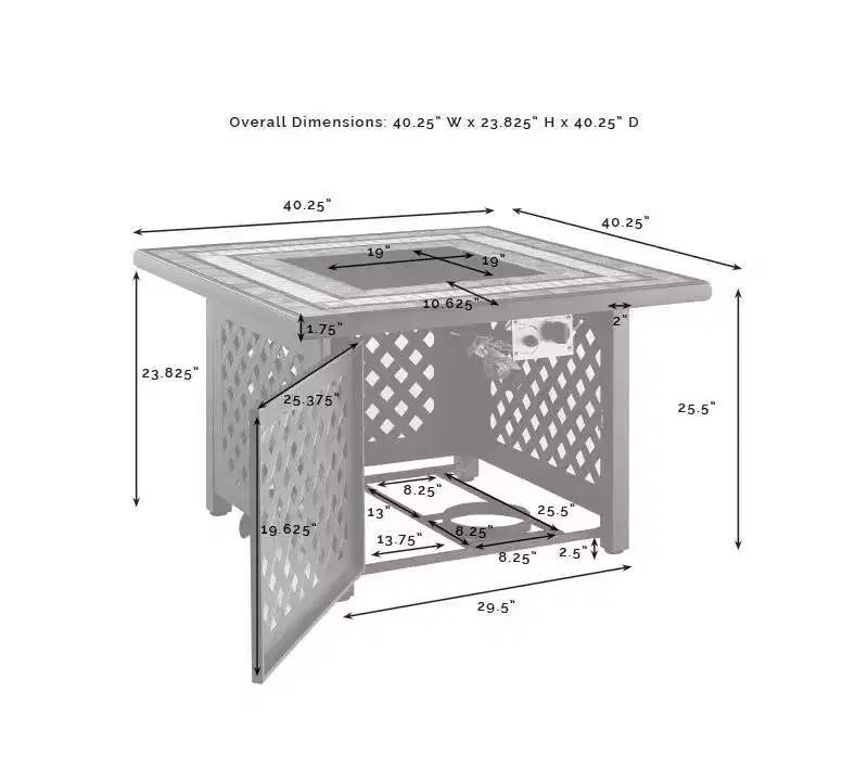 Set Conversazione da Esterno in Vimini Bradenton da 5 pezzi con Tavolo da Fuoco - Crosley