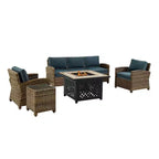 Set Conversazione da Esterno in Vimini Bradenton da 5 pezzi con Tavolo da Fuoco - Crosley