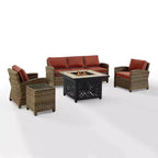 Set Conversazione da Esterno in Vimini Bradenton da 5 pezzi con Tavolo da Fuoco - Crosley