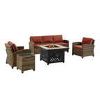 Set Conversazione da Esterno in Vimini Bradenton da 5 pezzi con Tavolo da Fuoco - Crosley