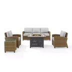 Set Conversazione da Esterno in Vimini Bradenton da 5 pezzi con Tavolo da Fuoco - Crosley