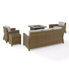 Set Conversazione da Esterno in Vimini Bradenton da 5 pezzi con Tavolo da Fuoco - Crosley