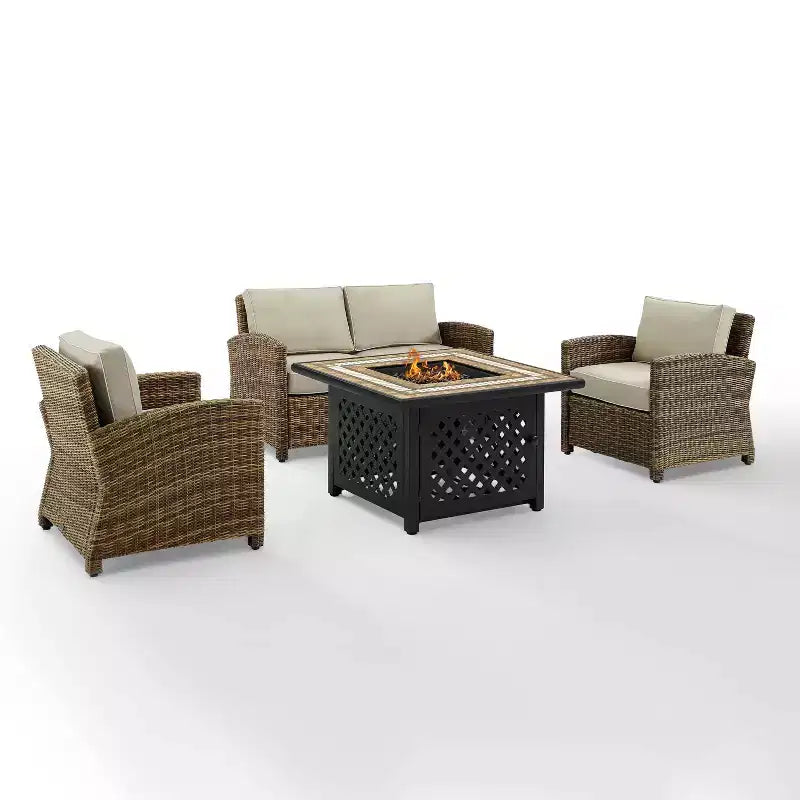 Set da 4 pezzi con braciere da esterno in acciaio Bradenton - Crosley