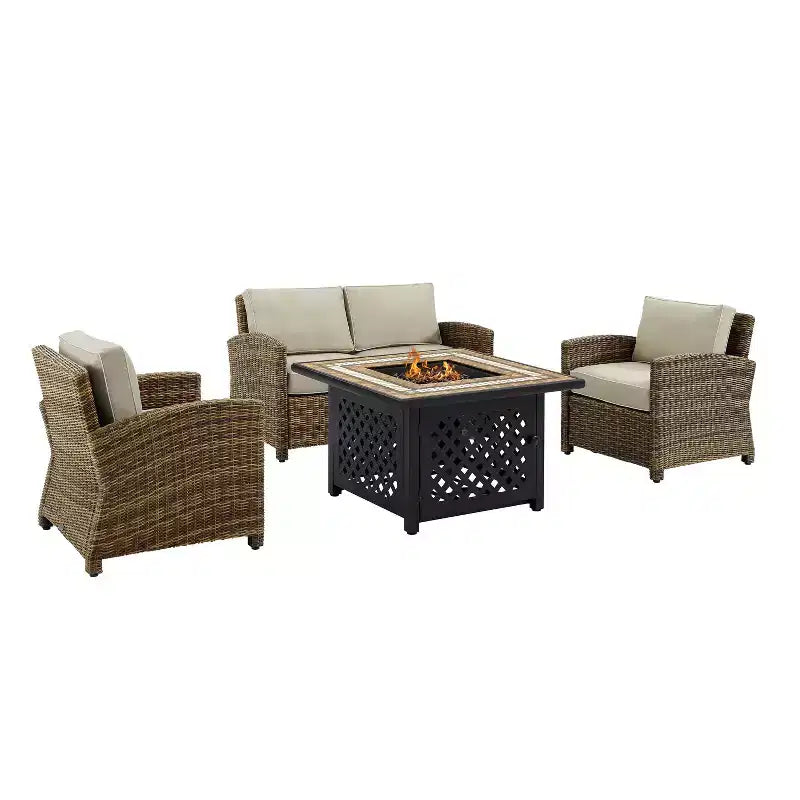Set da 4 pezzi con braciere da esterno in acciaio Bradenton - Crosley