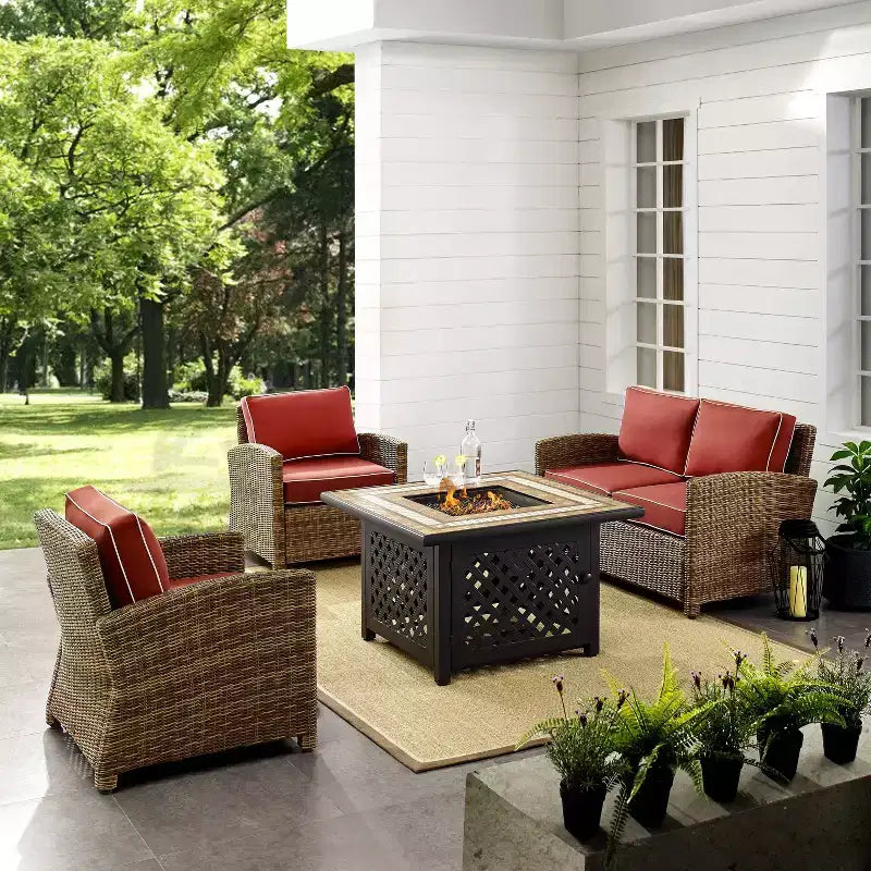 Set da 4 pezzi con braciere da esterno in acciaio Bradenton - Crosley