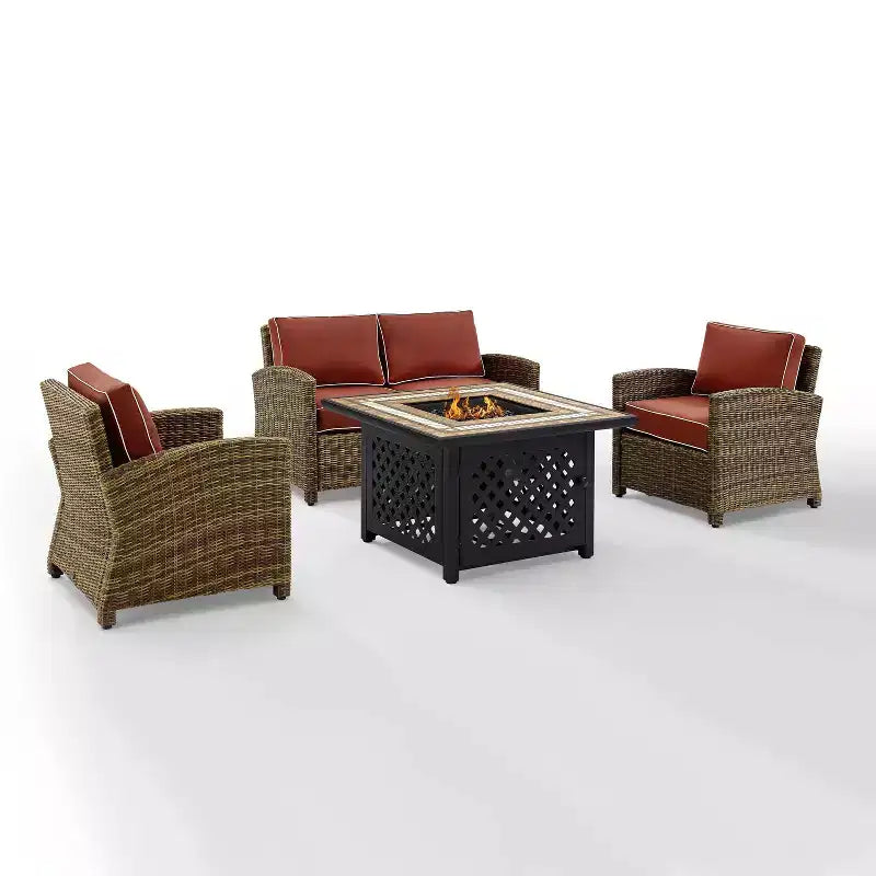 Set da 4 pezzi con braciere da esterno in acciaio Bradenton - Crosley