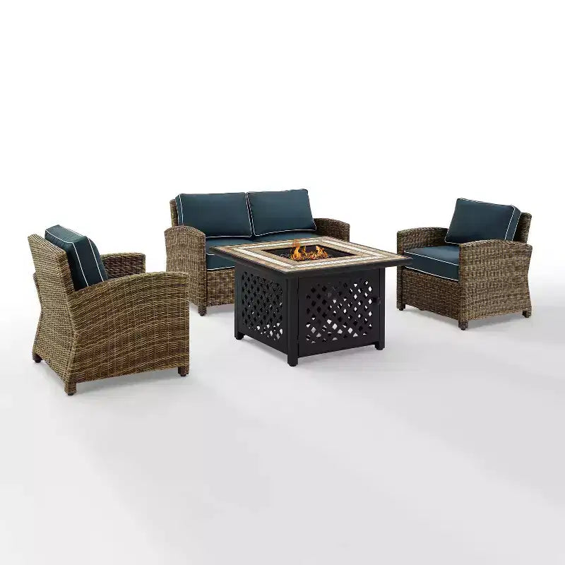 Set da 4 pezzi con braciere da esterno in acciaio Bradenton - Crosley